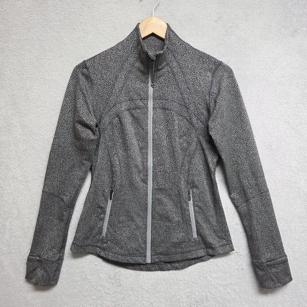 Lululemon Define Jacket Womens 8 Gray Splatter Luon Full Zip Thumb Holes Fitted